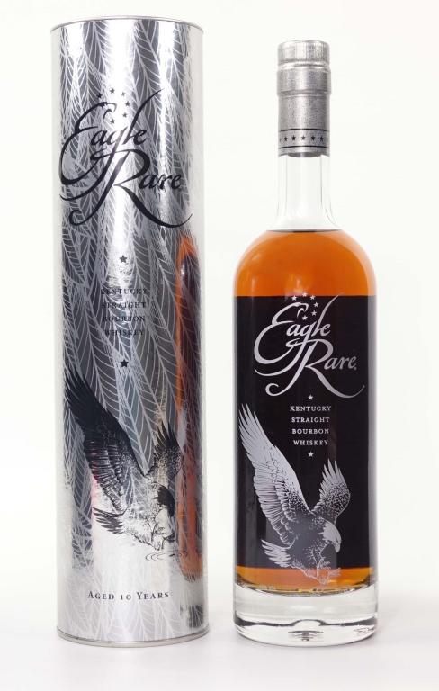 Eagle Rare Bourbon w/ Cylinder (France Only Rel.): **IF YOU NEED SHIPPING ON BOTTLES OR DECANTERS PLEASE CALL US BEFORE BIDDING! 847-625-0555!** Eagle Rare straight Kentucky bourbon whiskey. 10 year. 45% ABV. 70 cl. In original cannister. Released exc