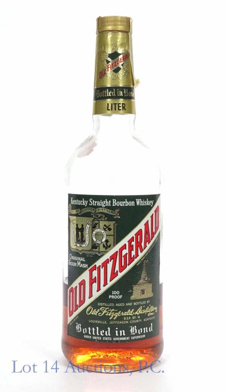 1984 Old Fitzgerald (Unsealed, App. 300 ml): **IF YOU NEED SHIPPING ON BOTTLES OR DECANTERS PLEASE CALL US BEFORE BIDDING! 847-625-0555!** 1984 Old Fitzgerald Kentucky straight bourbon whiskey. Bottled in bond. 100 proof. 1 Liter. This bottle is