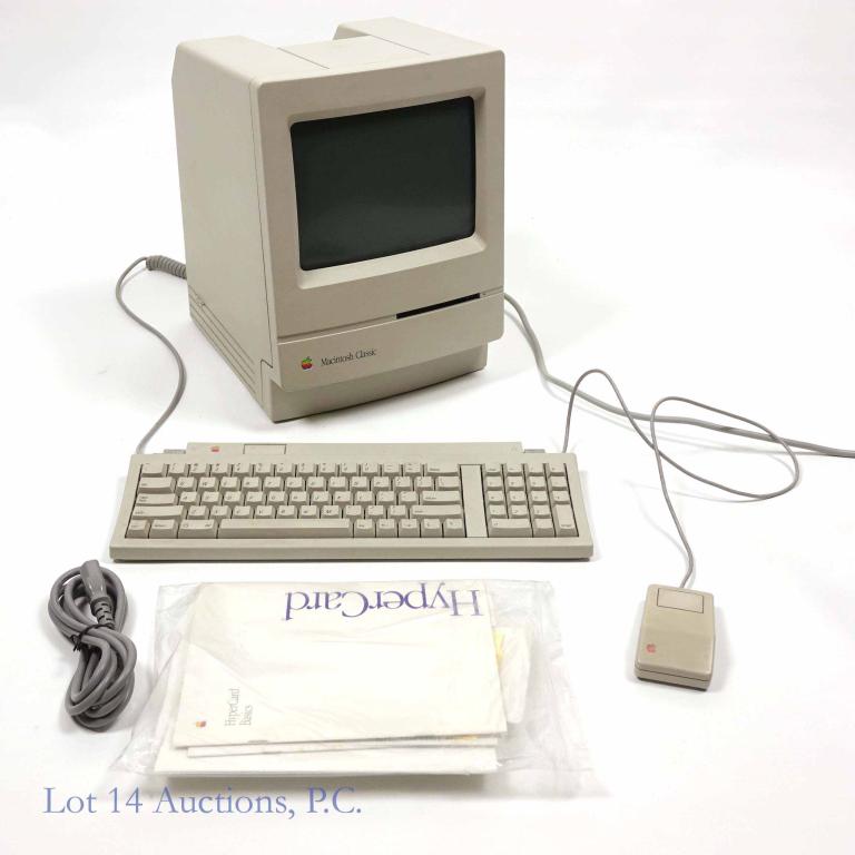 1991 Apple Macintosh Classic: Model M1420, manufactured June 1991. With mouse, keyboard and power cord. Purchased by consigner new through the University of Michigan 4-17-92 for $1921 (with LaserWriter LS, not included). Manuals i