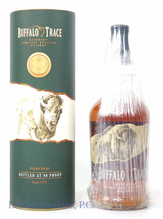 Buffalo Trace Bourbon (French Connection Tube): **IF YOU NEED SHIPPING ON BOTTLES OR DECANTERS PLEASE CALL US BEFORE BIDDING! 847-625-0555!** Buffalo Trace Kentucky straight bourbon whiskey. 90 proof. 70 cl. In original canister. Exclusively releas