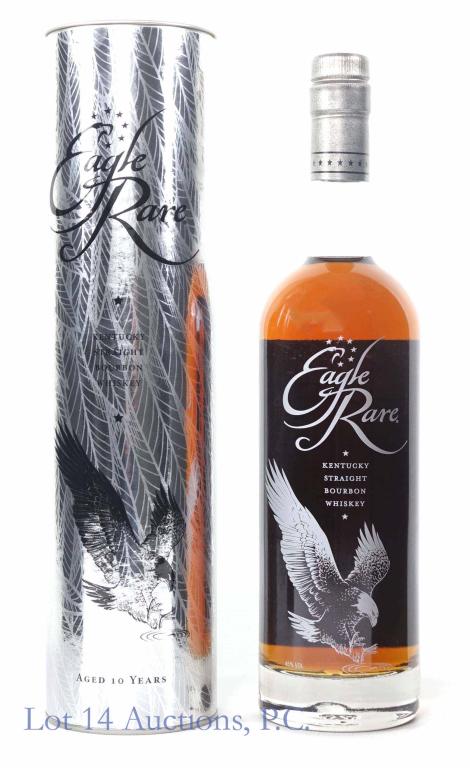 Eagle Rare Bourbon (France Only Release): **IF YOU NEED SHIPPING ON BOTTLES OR DECANTERS PLEASE CALL US BEFORE BIDDING! 847-625-0555!** Eagle Rare Kentucky straight bourbon whiskey. Released exclusively in France. 10 years. 90 proof. 700 ml.