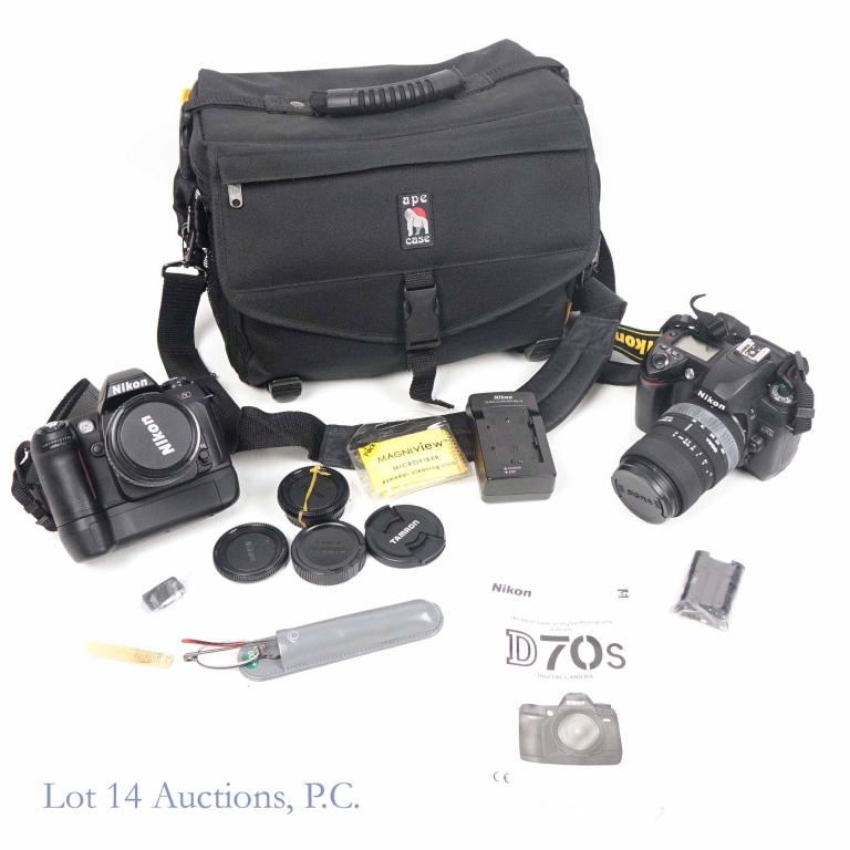 Nikon D70s Digital Camera & Nikon N80 Film Camera: Nikon D70s Digital Camera with Nikon AF Nikkor 28-80mm Lens, Nikon N80 35mm Film with Sigma Zoom 55-200mm Lens. Includes: Nikon Quick Charger, Assorted Lens Caps (5), & Spring Temples Reading Glasses