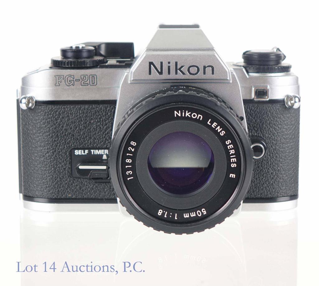 Nikon FG-20 35mm Camera & Nikon Lens: With Nikon Series E 50mm 1:1.8 Lens
