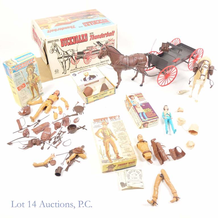 1960s Marx Toys Johnny West Buckboard (In Box): Marx Toys Johnny West Buckboard With Thunderbolt (Original Box). Manufactured in the 1960's. It appears there is some minor damage to the box (consistent with age) and it has been opened.