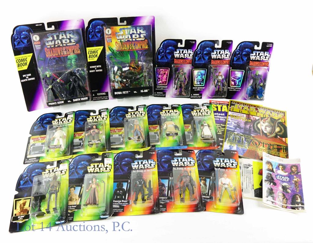 Star Wars Kenner Hasbro Action Figures (15): Star Wars Kenner Hasbro Toys / Action Figures (15). Features The Power Of The Force & Shadows Of The Empire figures. All items are still in their original packaging and haven't been opened.