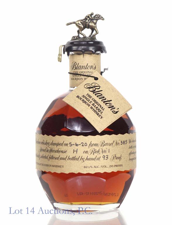 Blanton's Bourbon Whiskey (2020, "L" Topper): ** IF YOU NEED SHIPPING ON BOTTLES OR DECANTERS PLEASE CALL US BEFORE BIDDING! 847-625-0555! ** Blanton's single barrel Kentucky straight bourbon whiskey. 93 proof. 750 ml. Full & sealed. "L" bottled