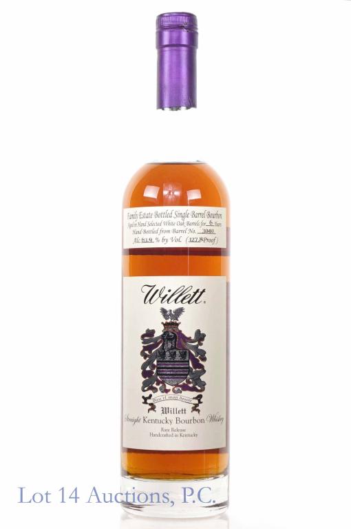 Willett 6 yr WFE "Time, Gentleman, Please" Bourbon: ** IF YOU NEED SHIPPING ON BOTTLES OR DECANTERS PLEASE CALL US BEFORE BIDDING! 847-625-0555! ** Willett Family Estate single barrel Kentucky straight bourbon whiskey. Illinois Dist. release. Rare Rele
