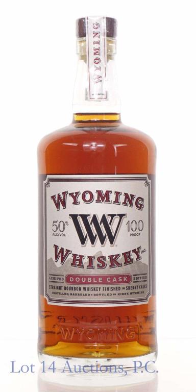 Wyoming Whiskey Double Cask (Sherry Casks): ** IF YOU NEED SHIPPING ON BOTTLES OR DECANTERS PLEASE CALL US BEFORE BIDDING! 847-625-0555! ** Wyoming Double Cask straight bourbon whiskey. 100 proof. 750 ml. Full & sealed. Finished in sherry casks