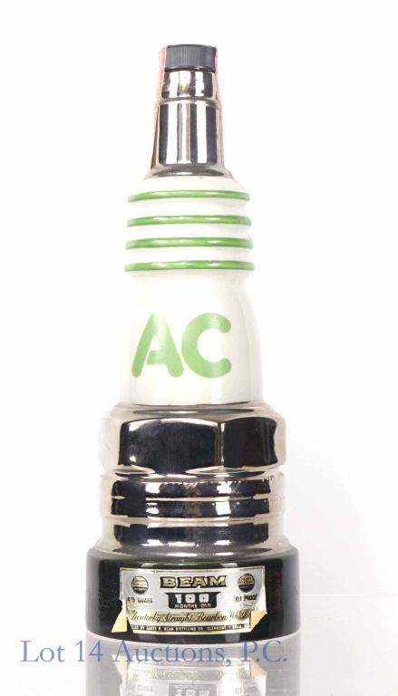 Beam AC Delco Spark Plug Decanter: ** IF YOU NEED SHIPPING ON BOTTLES OR DECANTERS PLEASE CALL US BEFORE BIDDING! 847-625-0555! ** Beam Kentucky straight bourbon whiskey. 100 months. 80 proof. 4/5 quart. Sealed and sounds 3/4 full. In