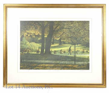 Harold Altman (1924-2003) Late Afternoon (A. P.): An original lithograph (1982) of the work "Late Afternoon" by artist Harold Altman. The lithograph is hand signed by the artist, hand titled, and by hand, is designated an artist proof (there was a li