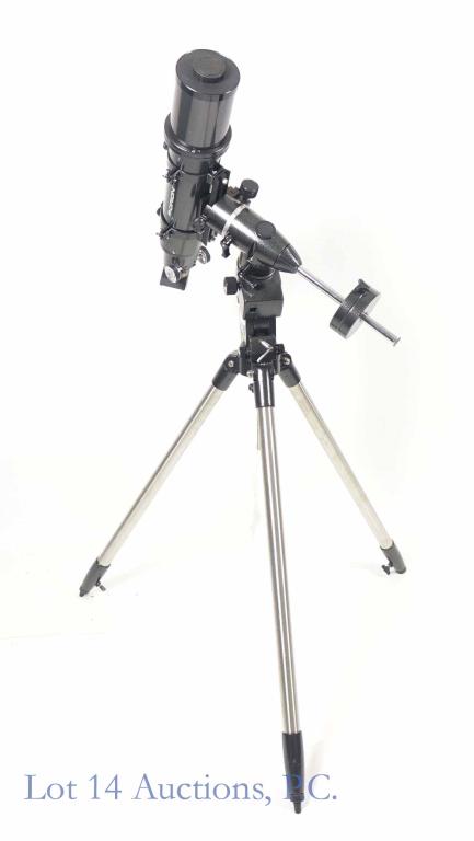 Orion 100mm EQ Refract. Telescope & Mount **: ** This is a very heavy and large lot. Shipping will be exceedingly expensive. ** Orion SkyView Pro 100 mm equatorial refracting telescope. Comes with equatorial mount. Optics appear to be in good con