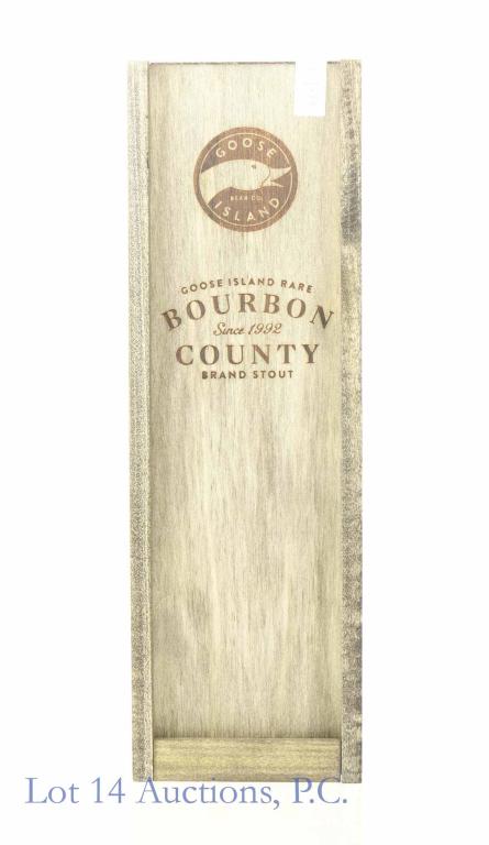 Goose Island Rare Bourbon County Brand Stout: *** IF YOU MAY NEED SHIPPING, PLEASE CALL US BEFORE BIDDING ON BOTTLES! 847-625-0555. *** Goose Island Rare Bourbon County Brand Stout in Wooden Box. 2015. Aged 2 years in 35 year old Heaven Hill barr