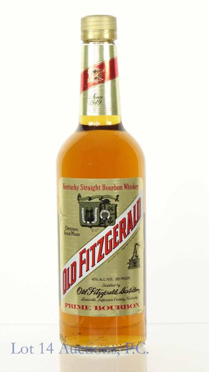 Old Fitzgerald Prime Bourbon Whiskey: *** IF YOU MAY NEED SHIPPING, PLEASE CALL US BEFORE BIDDING ON BOTTLES! 847-625-0555. *** Old Fitzgerald Prime Bourbon. Original Sour Mash Kentucky Straight Bourbon Whiskey. Aged 36 months. 80 proof.