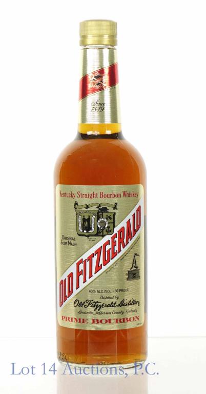 Old Fitzgerald Prime Bourbon Whiskey: *** IF YOU MAY NEED SHIPPING, PLEASE CALL US BEFORE BIDDING ON BOTTLES! 847-625-0555. *** Old Fitzgerald Prime Bourbon. Original Sour Mash Kentucky Straight Bourbon Whiskey. Aged 36 months. 80 proof.