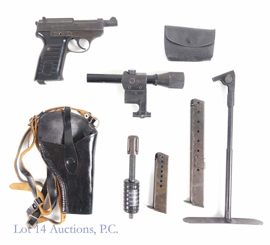 Man From U.N.C.L.E. MGC 67 P38 Gun & Accessories: Metal gun and parts. Very realistic look and feel. This is a replica gun originally sold as a TOY. Made in Japan - Includes the P38 handgun. Slide still functions with trigger pull, and bullets will l