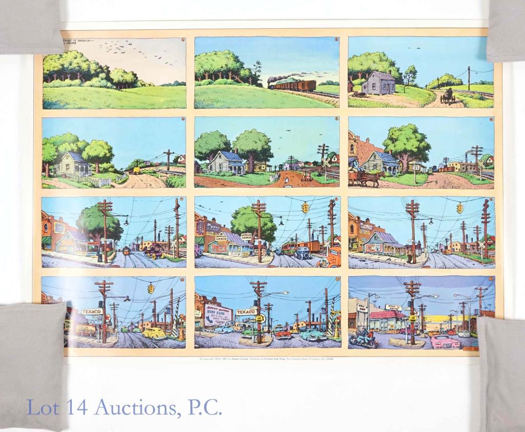 Robert Crumb "A Short History Of America" (1981): Robert Crumb "A Short History Of America" Poster (1981). Measures 16 x 24. This poster / print was distributed by Kitchen Sink Press in 1981. The poster appears to be in excellent shape with no notice