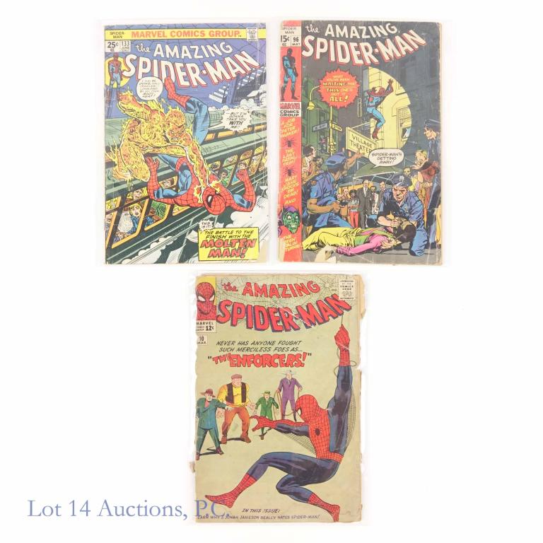 Marvel Comics The Amazing Spider-Man #10 #96 #133: Marvel Comics The Amazing Spider-Man (Spiderman) #10 #96 #133 (1964-1974) (3 Comics Total). Marvel Comics The Amazing Spider-Man #10 (March 1964) is an extremely rare and valuable comic for a variety