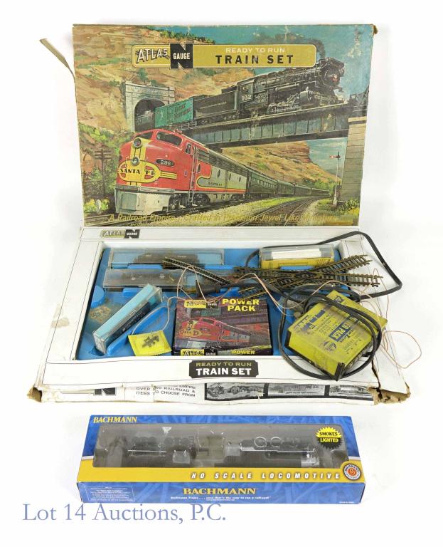 HO & N Gauge Model Trains: Atlas N Gauge "Ready to Run" Train set (damage to box) *** HO Scale Bachmann Locomotive: HO USRA 0-6-0 & Short Haul Tender w/ Smoke & Operating Headlight (Southern Pacific)