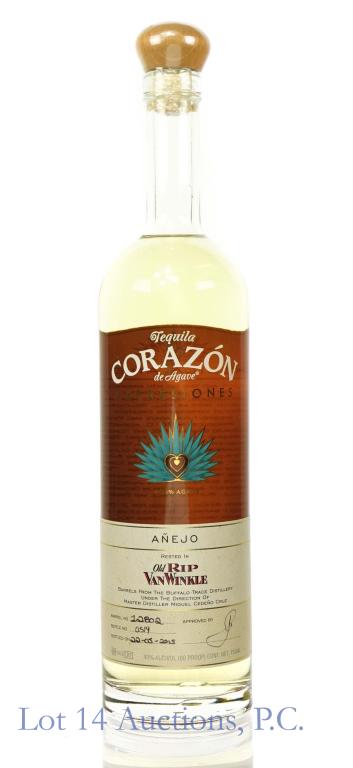 Corazon Tequila, Rested in Rip Van Winkle Barrel: *** IF YOU MAY NEED SHIPPING, PLEASE CALL US BEFORE BIDDING ON BOTTLES! 847-625-0555. *** Barrel # 12802, Bottle 0514. 40% ABV, 750ml