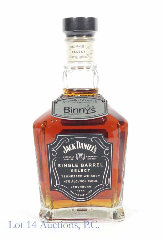 Jack Daniel's Single Barrel Select (Binny's): *** IF YOU MAY NEED SHIPPING, PLEASE CALL US BEFORE BIDDING ON BOTTLES! 847-625-0555. *** Jack Daniel's Single Barrel select Tennessee whiskey. 94 proof. 750 ml. Full & sealed. Barrel No. 21-05972. Bo