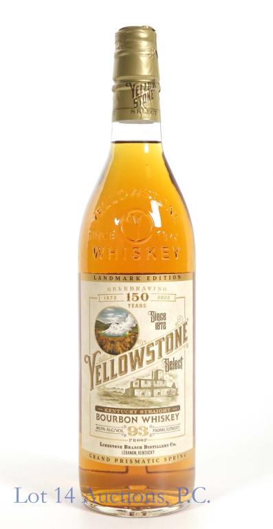 Yellowstone 150 Years Landmark Bourbon: *** IF YOU MAY NEED SHIPPING, PLEASE CALL US BEFORE BIDDING ON BOTTLES! 847-625-0555. *** Yellowstone Kentucky straight bourbon whiskey. 150 years Landmark edition. 93 proof. 750 ml. Full & sealed. Li