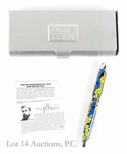 Acme Fountain Pen - Antoni Gaudi Mosaic Design: Another beautiful Acme fountain pen, this one featuring a mosaic design created by renowned architects of the 20th century, Antoni Gaudi. This gem comes with its original eye glass case. The case does