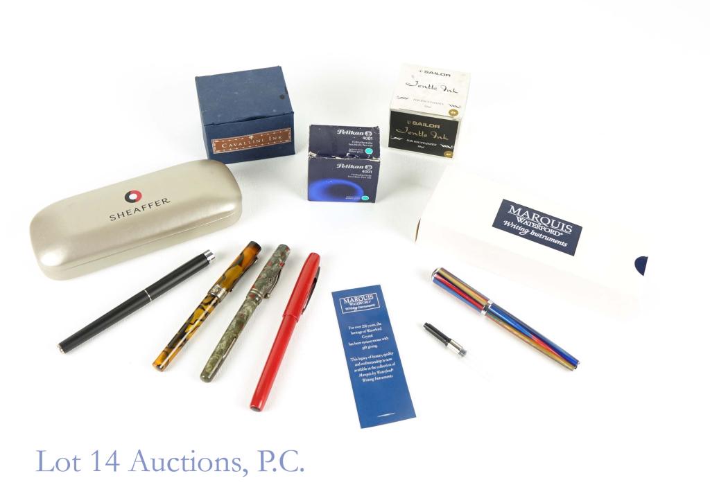 Sheaffer, Waterford... Fountains Pens (5) & Ink (1 of 8)