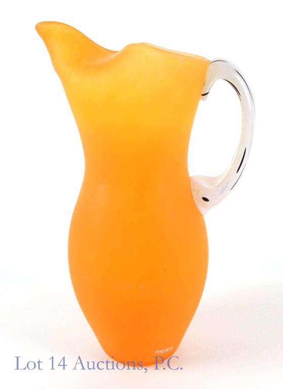 Kosta Boda Signed Orange Water Pitcher (1 of 6)