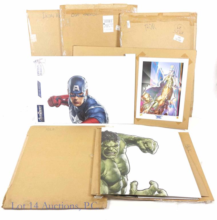 Marvel Superhero Standups (6) & Wolverine Litho (1 of 10)
