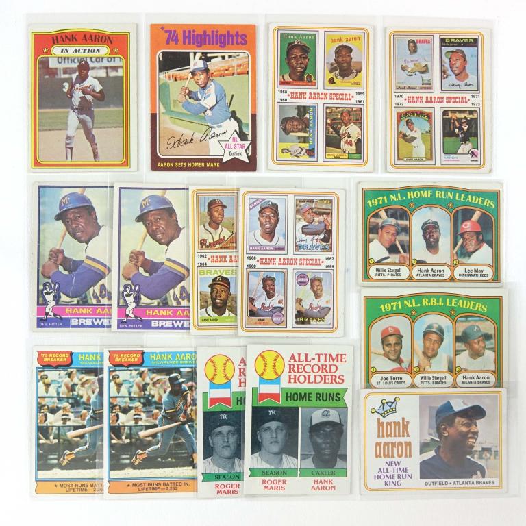 1972-1976 Topps Hank Aaron Baseball Cards (15) (1 of 9)