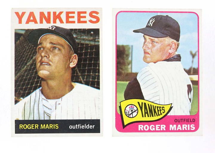 1964 & 1965 Topps Roger Maris Baseball Cards (2)