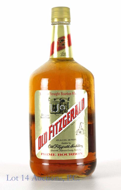 Old Fitzgerald 1.75L Handle Jug Bourbon Whiskey: **IF YOU NEED SHIPPING ON BOTTLES OR DECANTERS PLEASE CALL US BEFORE BIDDING! 847-625-0555!** 80 proof, 1.75L.