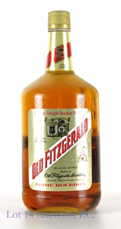 Old Fitzgerald 1.75L Handle Jug Bourbon Whiskey: **IF YOU NEED SHIPPING ON BOTTLES OR DECANTERS PLEASE CALL US BEFORE BIDDING! 847-625-0555!** 80 proof, 1.75L.