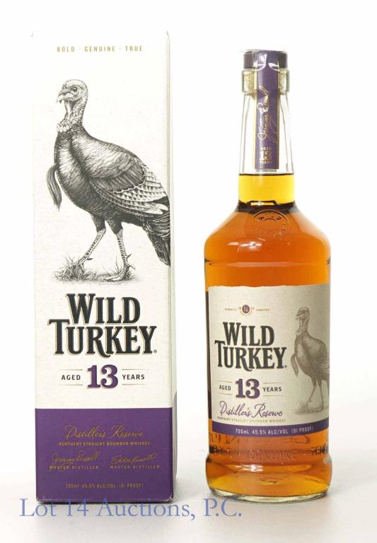Wild Turkey (Distiller's Reserve - Japan Only): **IF YOU NEED SHIPPING ON BOTTLES OR DECANTERS PLEASE CALL US BEFORE BIDDING! 847-625-0555!** Wild Turkey Distiller's Reserve Kentucky straight bourbon. 13 years. 45.5% ABV. 700 ml. In original box - 