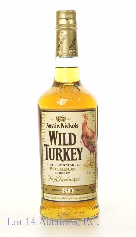 Wild Turkey Bourbon Whiskey (2011): **IF YOU NEED SHIPPING ON BOTTLES OR DECANTERS PLEASE CALL US BEFORE BIDDING! 847-625-0555!** Wild Turkey Kentucky straight bourbon whiskey. 80 proof. 750 ml. Full and Sealed.