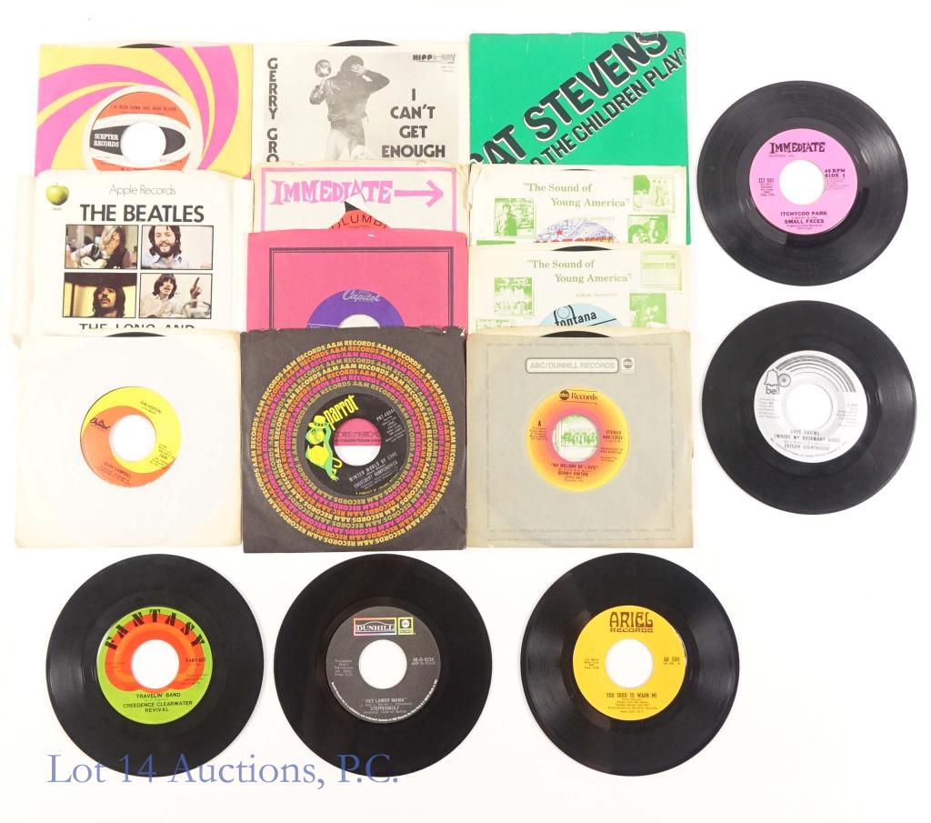 45 records (16): 45 records (most still in their paper sleeves - all appear to be vintage issues): Hooked on a Feeling / I've Been Down This Road Before (BJ Thomas) ** For You Blue / The Long and Winding Road (The Bea