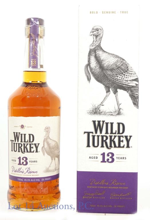 Wild Turkey (Distiller's Reserve - Japan Only): **IF YOU NEED SHIPPING ON BOTTLES OR DECANTERS PLEASE CALL US BEFORE BIDDING! 847-625-0555!** Wild Turkey Distiller's Reserve Kentucky straight bourbon. 13 years. 45.5% ABV. 700 ml. In original box - 