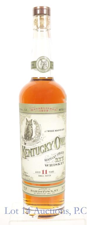 2018 Kentucky Owl 11 Yr. Straight Rye Whiskey: *** IF YOU MAY NEED SHIPPING, PLEASE CALL US BEFORE BIDDING ON BOTTLES! 847-625-0555. *** 03/2018 Bottled Batch #2. Wise Man's Rye Kentucky Owl Kentucky Straight Rye Whiskey, 10 year old small batch.