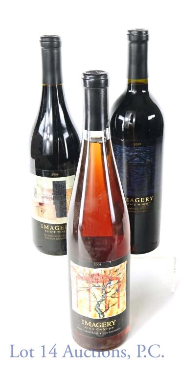 Imagery Estate Wines Lot (3): Lot of 3 wines from Imagery Estate Winery (Sonoma Mountain). Includes a 2009 Cabernet Franc, a 2004 Pinot Noir Rose, and a 2008 Dragonsleaf Syrah.