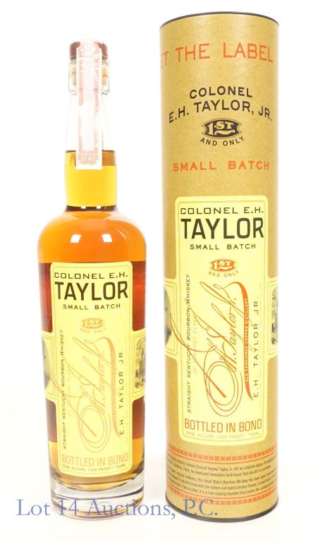 EH Taylor Small Batch Bourbon (Bottled in Bond): *** IF YOU MAY NEED SHIPPING, PLEASE CALL US BEFORE BIDDING ON BOTTLES! 847-625-0555. *** 2021 Colonel E.H. Taylor small batch straight Kentucky bourbon whiskey. Bottled in Bond (100 proof). 750 ml. F