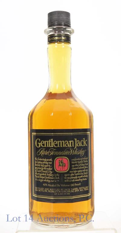Gentleman Jack Rare Tn. Whiskey (Opened): *** IF YOU MAY NEED SHIPPING, PLEASE CALL US BEFORE BIDDING ON BOTTLES! 847-625-0555. *** Gentleman Jack Rare Tennessee whiskey. 80 proof. 750 ml. Full, but NOT sealed (please see photos of this bottl