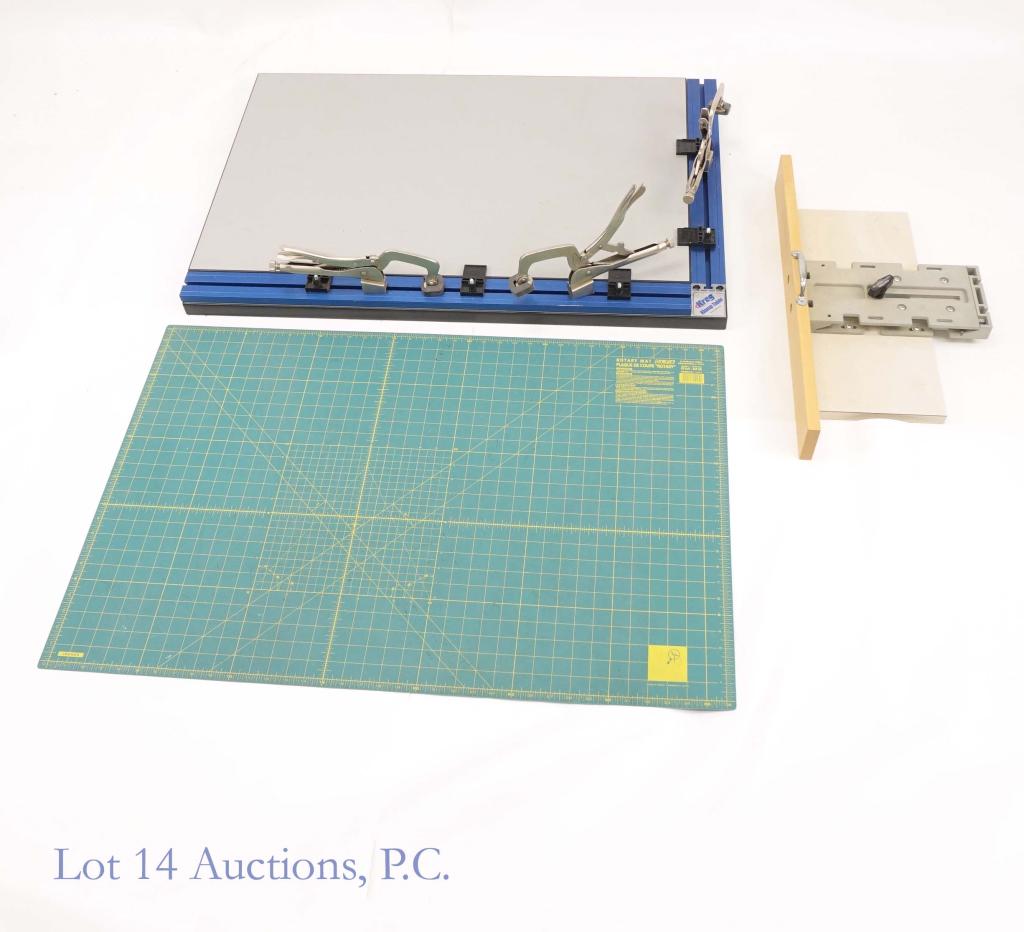 Kreg Klamp Table (LOCAL ONLY): ***Lot 14 Auctions will NOT ship this lot under any circumstance. Local pickup only! *** Kreg Tools Klamp Table. 36" x 24" x 2" (91.5 cm x 61 cm 5 cm). 2 aluminum tracks allow for positioning of clamp