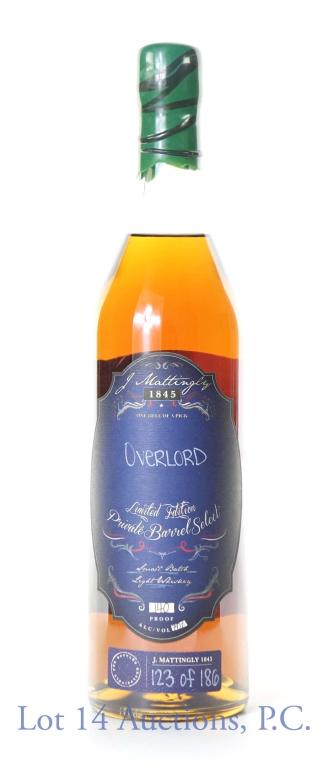 J. Mattingly 1845 Light Whiskey, Overlord Pick: *** IF YOU MAY NEED SHIPPING, PLEASE CALL US BEFORE BIDDING ON BOTTLES! 847-625-0555. *** J. Mattingly 1845 small batch light whiskey, limited edition private barrel select. One hell of a pick by Over