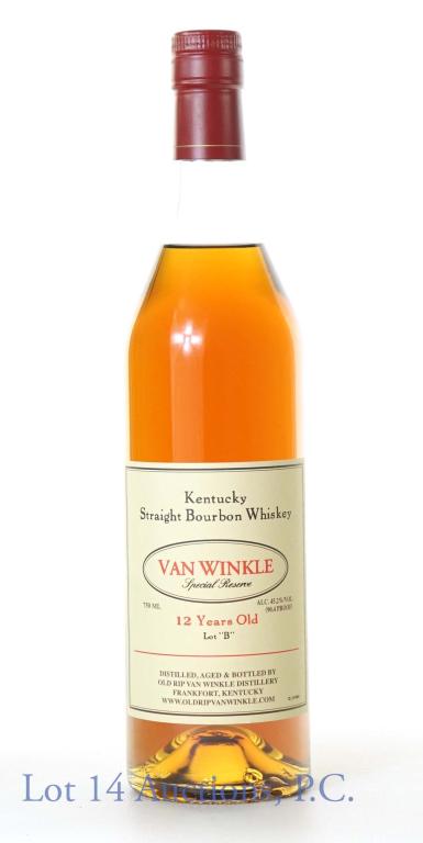 Van Winkle 12 Yr Special Res. Bourbon Lot B: *** IF YOU MAY NEED SHIPPING, PLEASE CALL US BEFORE BIDDING ON BOTTLES! 847-625-0555. *** 2021 Van Winkle Kentucky straight bourbon whiskey. Special Reserve. 12 year. 90.4 proof. 750 ml. Full & sealed