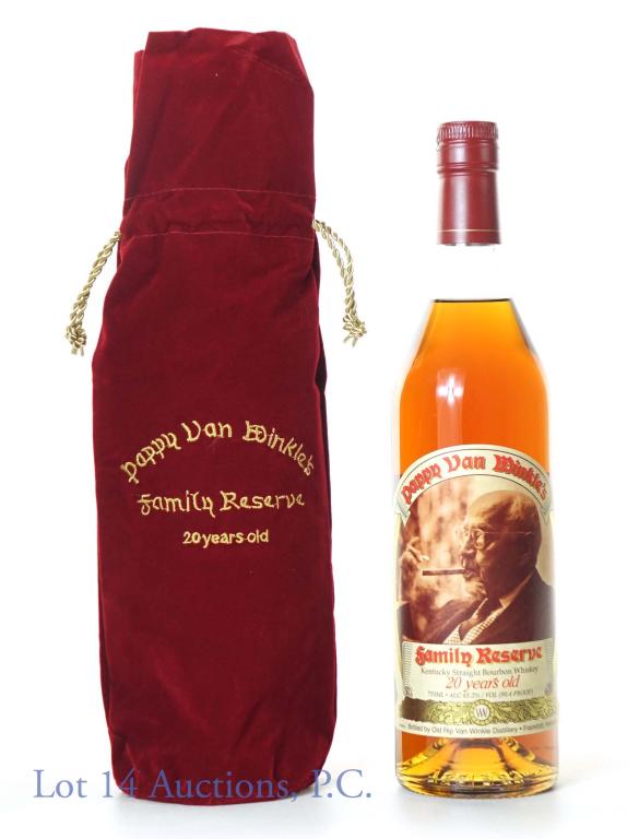 Pappy Van Winkle's Family Reserve 20 Year Bourbon: *** IF YOU MAY NEED SHIPPING, PLEASE CALL US BEFORE BIDDING ON BOTTLES! 847-625-0555. *** Pappy Van Winkle's Family Reserve 20 year Kentucky straight bourbon whiskey. 45.2% abv. 90.4 Proof. 750 ml. Co