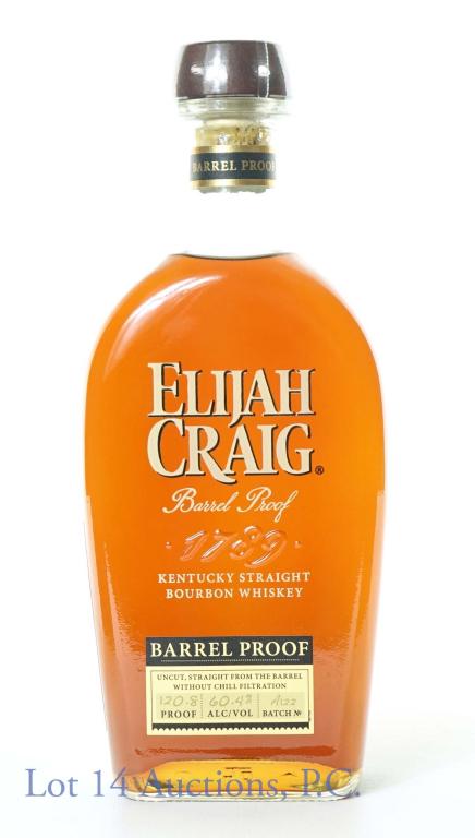 Elijah Craig Barrel Proof Bourbon (120.8 Proof): *** IF YOU MAY NEED SHIPPING, PLEASE CALL US BEFORE BIDDING ON BOTTLES! 847-625-0555. *** Elijah Craig Kentucky straight bourbon whiskey. Barrel proof (120.8 proof). 750 ml. Batch No. A122. Etch: A008