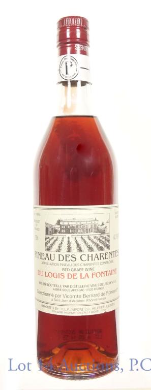 Pineau Des Charentes Red Wine: *** IF YOU MAY NEED SHIPPING, PLEASE CALL US BEFORE BIDDING ON BOTTLES! 847-625-0555. *** Pineau des Charentes red grape wine. Du logis de la Fontaine. 17% ABV. 750 ml. Selectione par Vicomte Bernard 