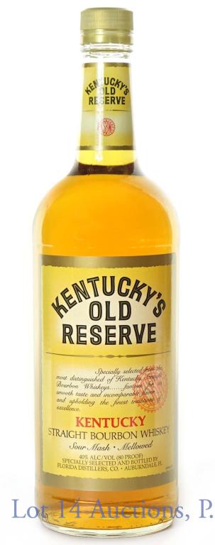 Kentucky's Old Reserve Bourbon Whiskey, 1 Liter: **IF YOU NEED SHIPPING ON BOTTLES OR DECANTERS PLEASE CALL US BEFORE BIDDING! 847-625-0555!** 80 proof. 1 Liter.
