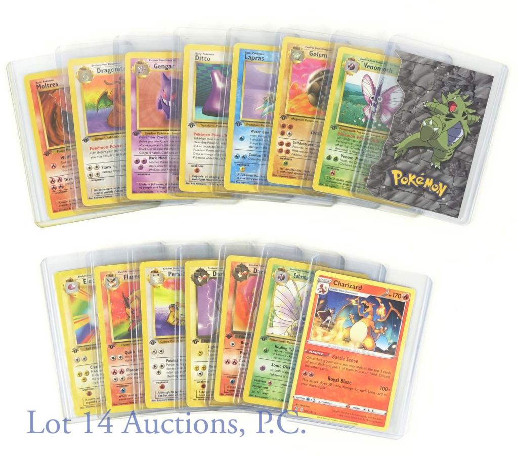 Pokemon Cards (Fossil / Jungle / 1st Edition) (15): Pokemon Cards (Fossil / Jungle / 1st Edition) (15 Cards Total). Includes Moltres 27/62 (Fossil / 1st Edition), Dragonite 19/62 (Fossil / 1st Edition), Gengar 20/62 (Fossil / 1st Edition), Ditto 18/62
