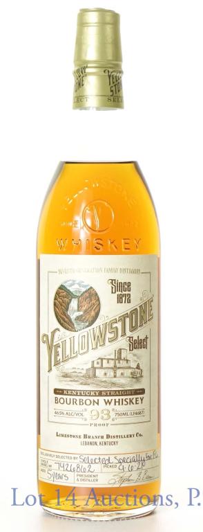Yellowstone Select Bourbon Whiskey: **IF YOU NEED SHIPPING ON BOTTLES OR DECANTERS PLEASE CALL US BEFORE BIDDING! 847-625-0555!** Yellowstone Select Kentucky straight bourbon whiskey. 46.5 abv, 93 proof, 750 ml. Selected especially for